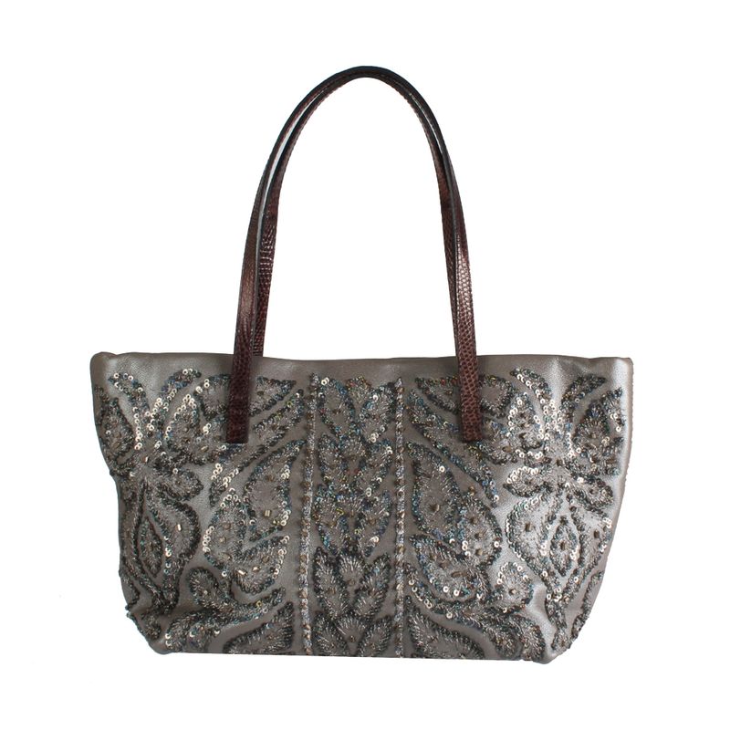 Bolsa-Tote-Fendi-Couro-Cinza