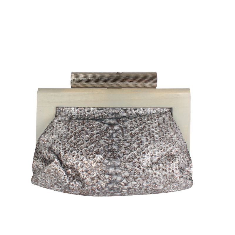 Clutch-Devi-Kroell-de-Piton-Com-Madeira-Cinza