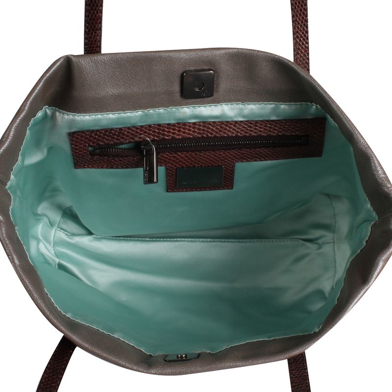 Bolsa-Tote-Fendi-Couro-Cinza