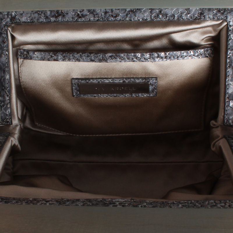Clutch-Devi-Kroell-de-Piton-Com-Madeira-Cinza