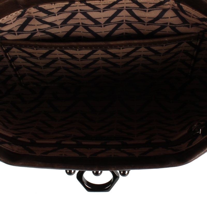 Clutch-Zac-Posen-de-Couro-Marrom