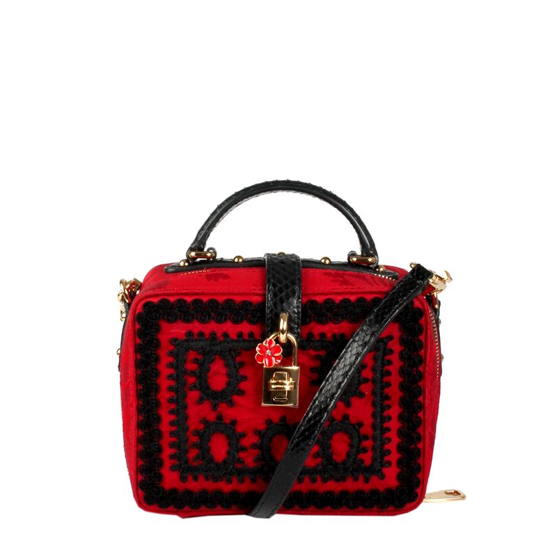 Bolsa-Tiracolo-Dolce---Gabbana-Tecido-e-Python-Vermelho