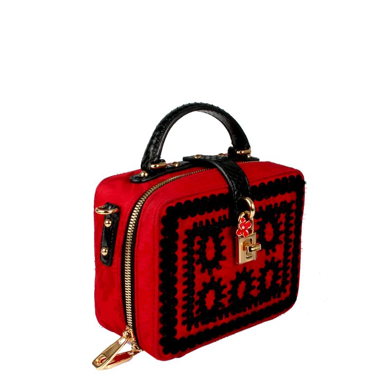 Bolsa-Tiracolo-Dolce---Gabbana-Tecido-e-Python-Vermelho
