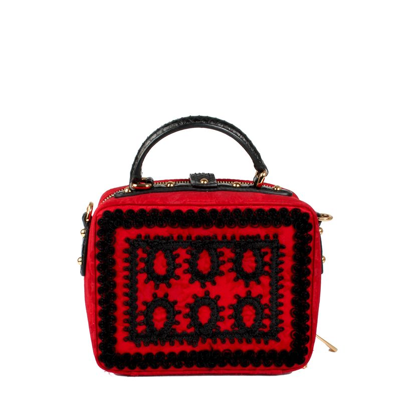 Bolsa-Tiracolo-Dolce---Gabbana-Tecido-e-Python-Vermelho