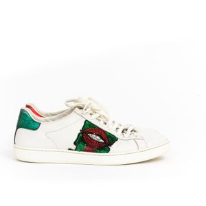 Tenis Gucci Bordado Couro Branco