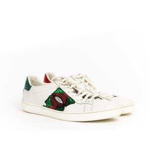 Tenis Gucci Bordado Couro Branco