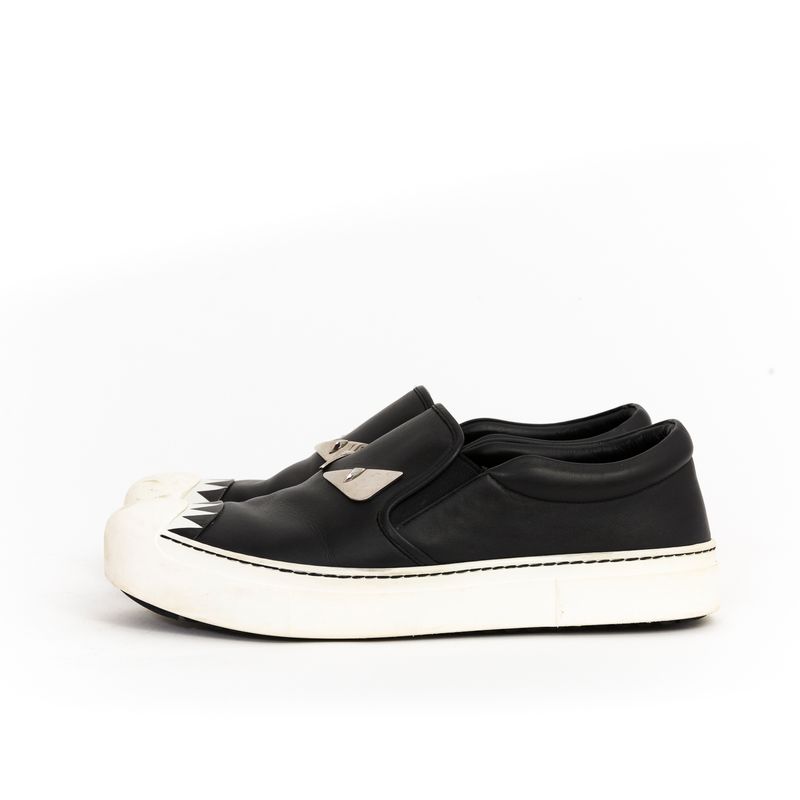 Tenis-Fendi-Bugs-Couro-Preto-e-Prata