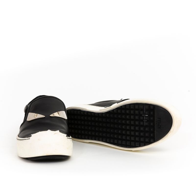 Tenis-Fendi-Bugs-Couro-Preto-e-Prata