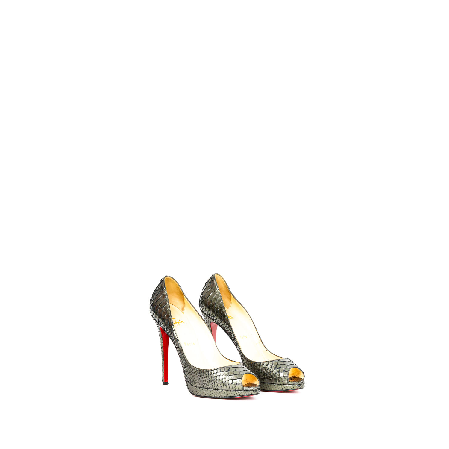 Peep Toe Christian Louboutin Python Chumbo | Brechó de luxo - Prettynew