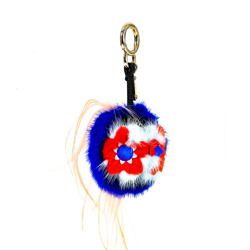 Chaveiro-Fendi-Pompom-Azul