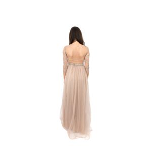 Vestido Patricia Bonaldi Tule Bordado Nude