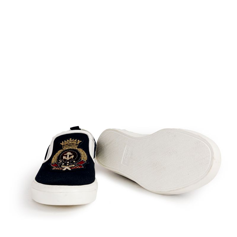 Slipper-Gucci-Lona-Azul-Marinho-Brasao