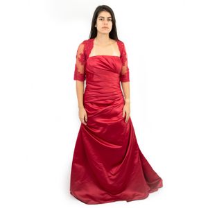Vestido Pronovias Longo com Bolero Tule Vermelho