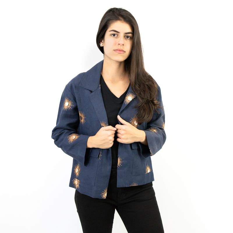 Blazer-Waiwai-e-Betina-de-Luca-Linho-Azul