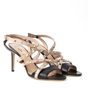 Sandália Valentino Rockstud Bege e Preto