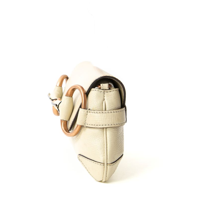 Clutch-Gucci-Horsebit-Couro-Bege