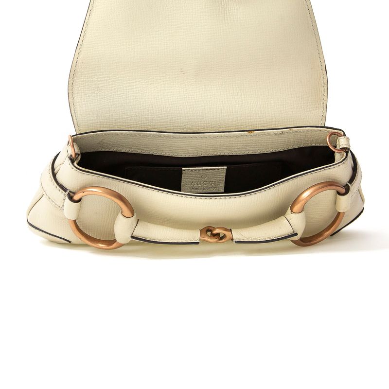 Clutch-Gucci-Horsebit-Couro-Bege