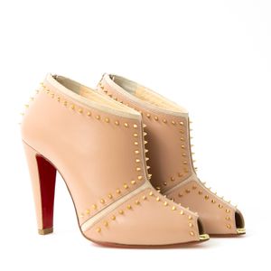Ankle Boot Christian Louboutin Carapachoc Couro Bege