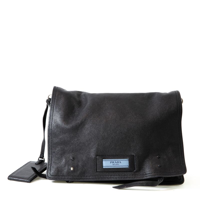 Bolsa-Prada-Messenger-Couro-Preto