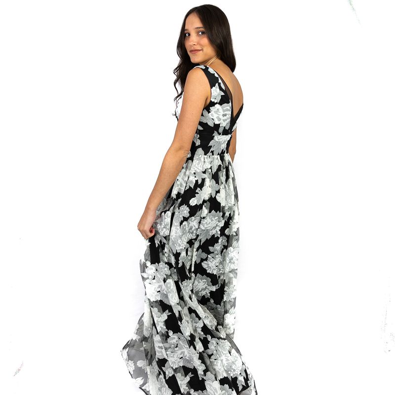 Vestido-Vera-Wang-Floral-Preto