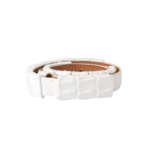 Cinto Cavalli Cobra Couro/Esmalte Branco