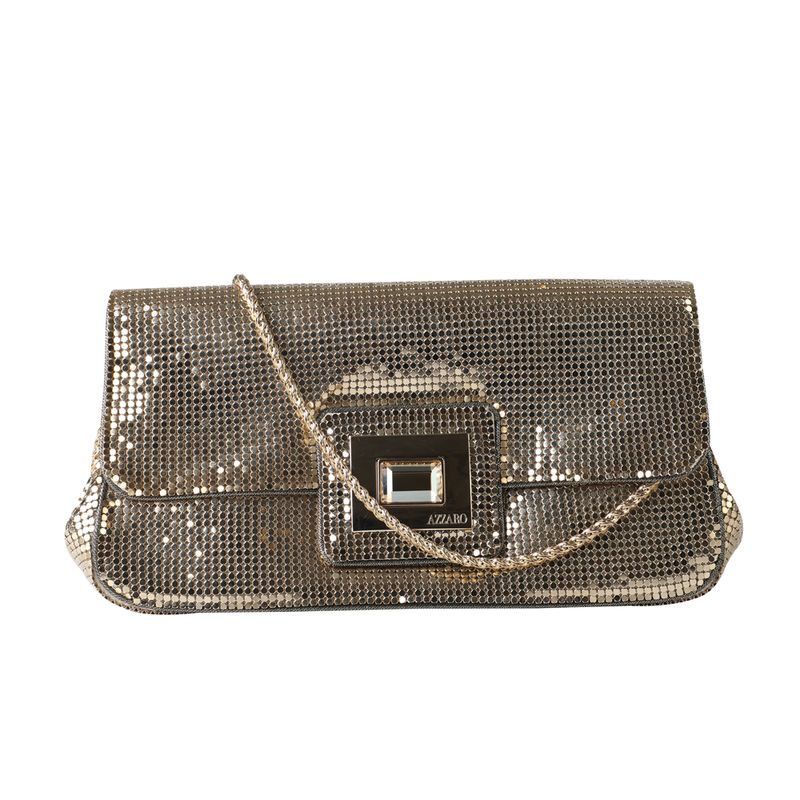 Bolsa-Azzaro-Alca-Corrente-Malha-Metal-Dourada