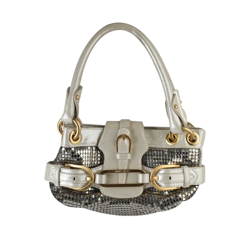 Bolsa-Jimmy-Choo-Fivela-Couro-Metal-Prata