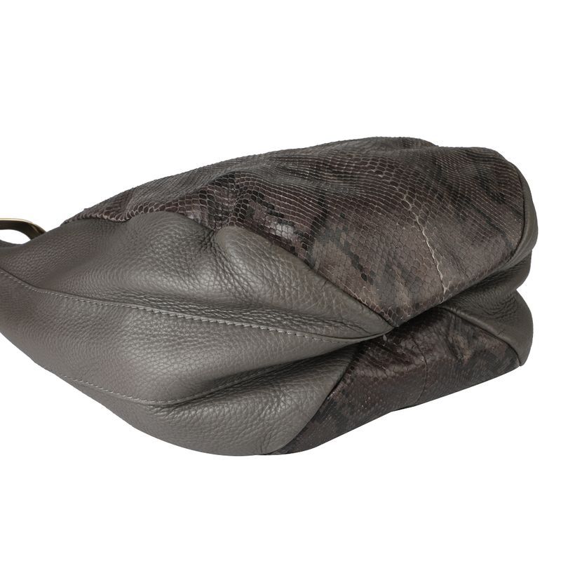 Bolsa-Gucci-Sacola-Couro-Python-Cinza