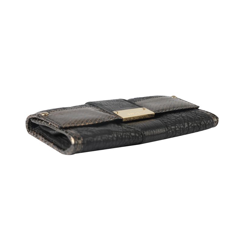 Carteira-Jimmy-Choo-Envelope-Couro-Python-Preta