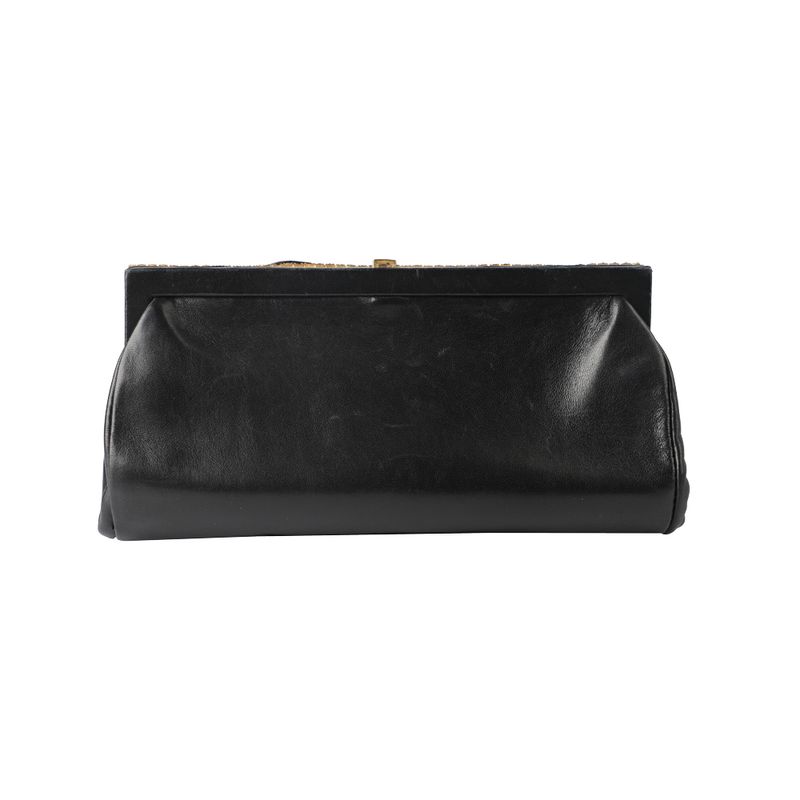 Clutch-Valentino-Flor-Couro-Pedras-Preta