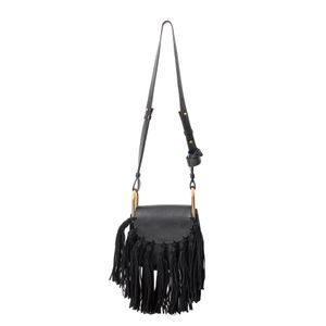 Bolsa Chloe Couro Preto e Franja Camurça