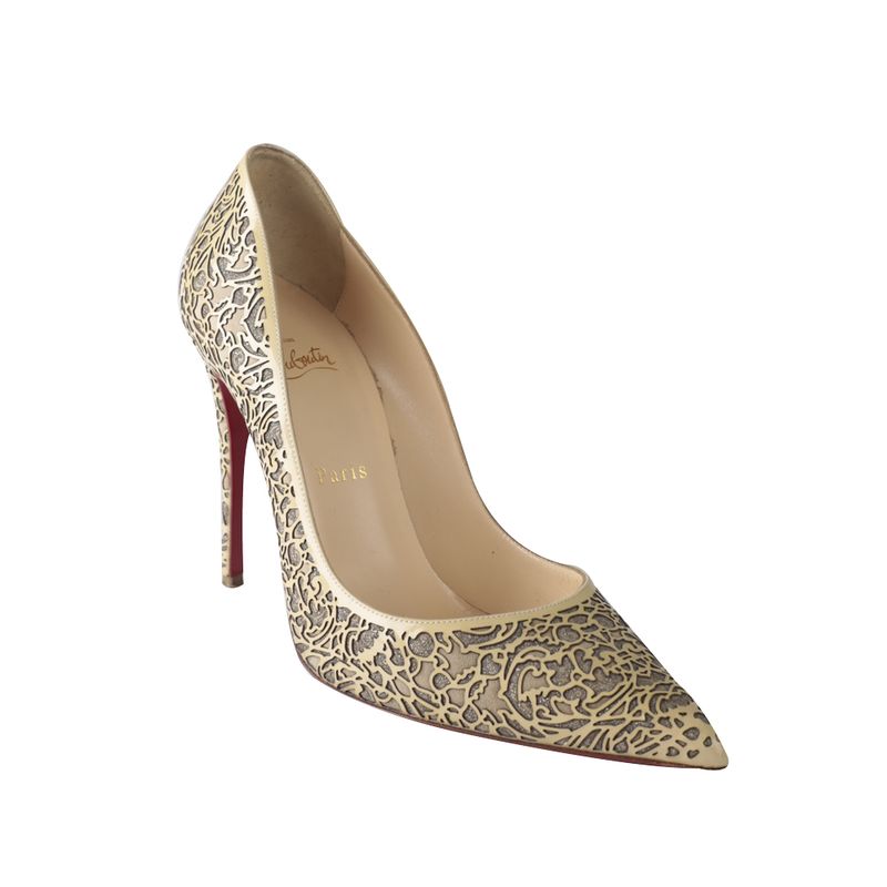 Scarpin-Louboutin-Rendado-Bege