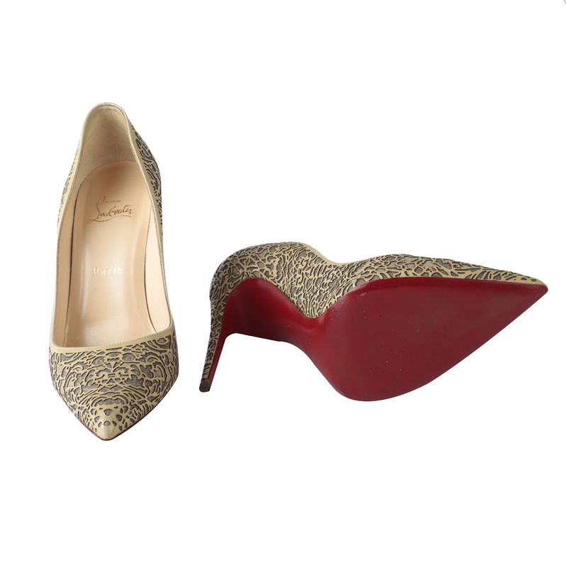 Scarpin-Louboutin-Rendado-Bege