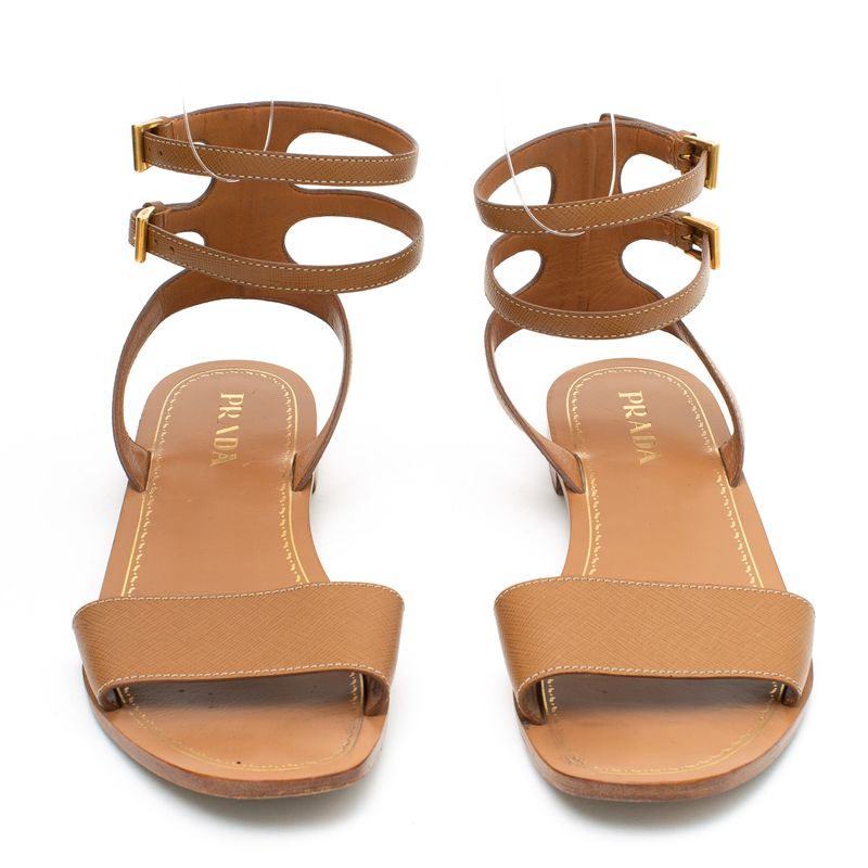 Rasteira-Prada-Couro-Saffiano-Caramelo