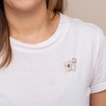 Broche-Swarovski-Joaninha-e-Folha-Prateado