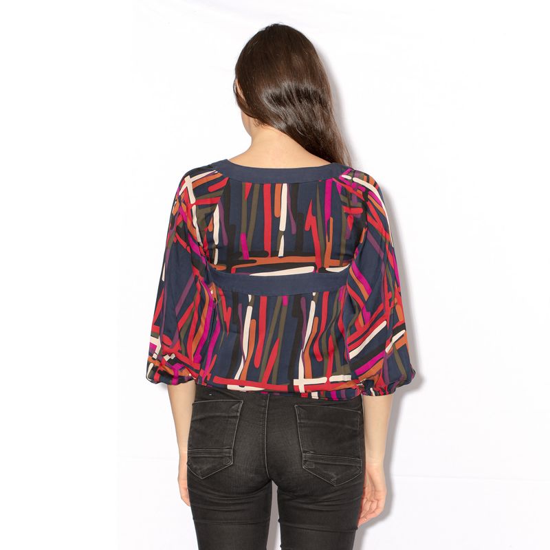 Blusa-Diane-von-Furstenberg-Azul-Estampada