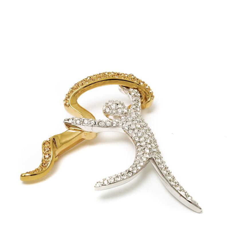Broche-Swarovski-Ginasta-Cristal-Prateado-e-Dourado