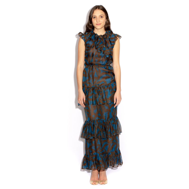 Vestido-Saint-Laurent-Vintage-Marrom-e-Azul