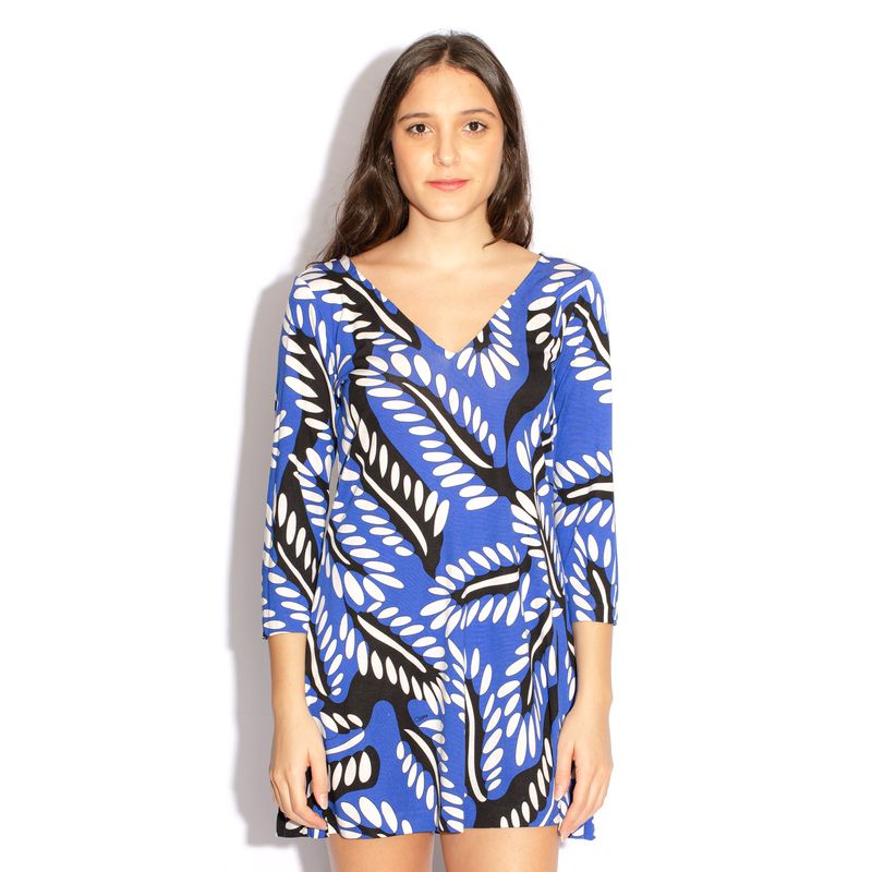 Vestido-Diane-von-Furstenberg-Estampa-Preto-e-Azul