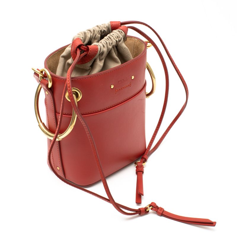 Bolsa-Chloe-Mini-Roy-Bucket-Couro-Vermelho