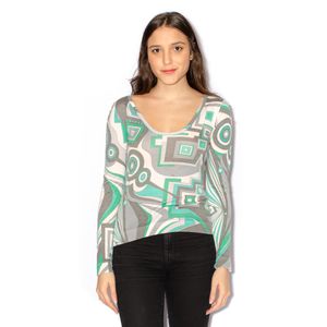 Blusa Emilio Pucci Estampa Verde e Cinza
