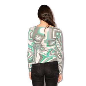 Blusa Emilio Pucci Estampa Verde e Cinza