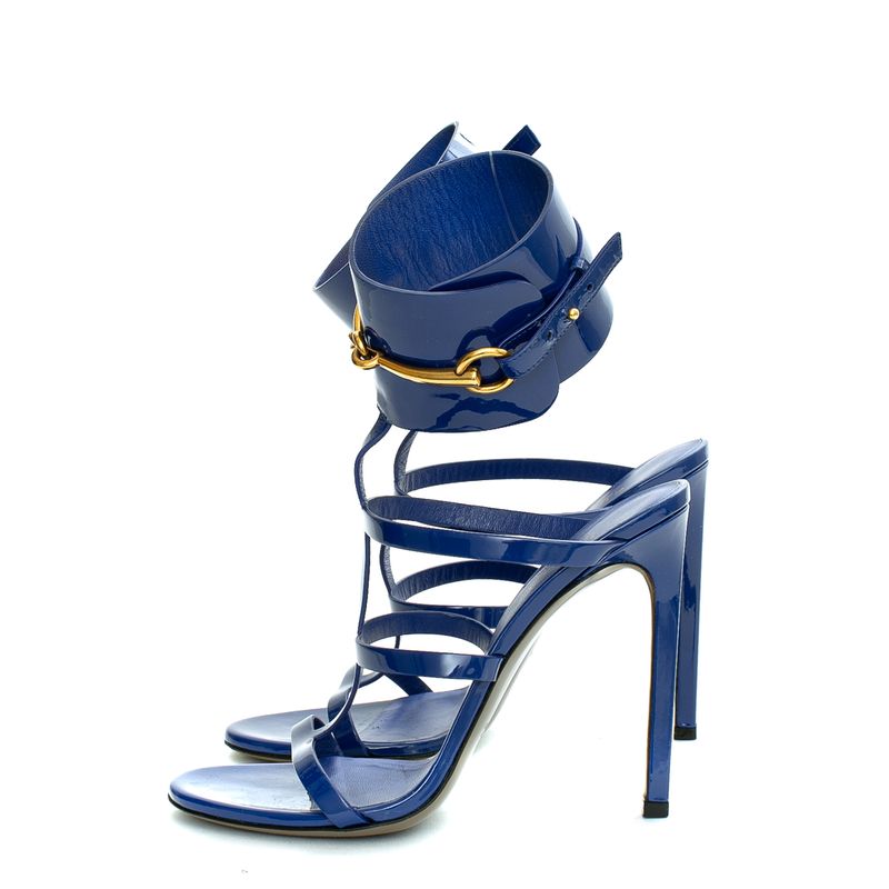 Sandalia-Gucci-Horsebit-Tornozelo-Verniz-Azul