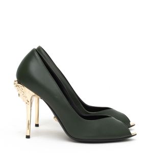 Peep Toe Versace Verde e Dourado