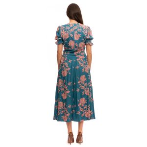 Vestido Mixed Azul Bordado