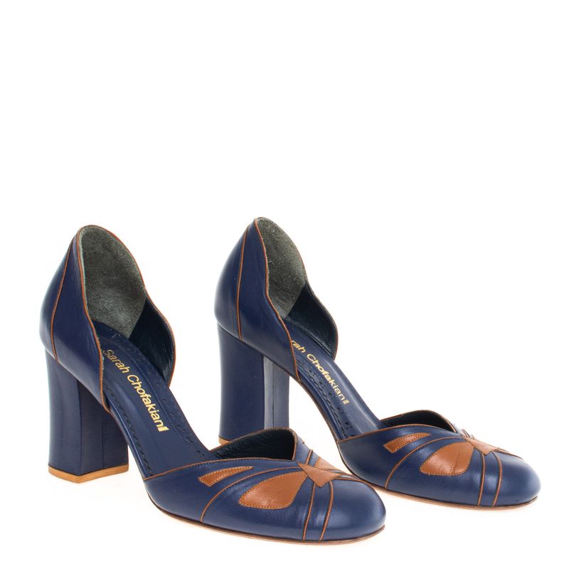 Scarpin-Sarah-Chofakian-Azul-e-Marrom