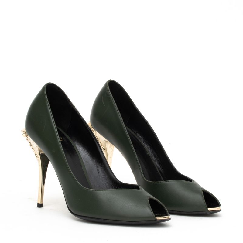 Peep-Toe-Versace-Verde-e-Dourado