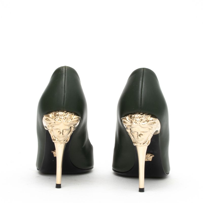 Peep-Toe-Versace-Verde-e-Dourado