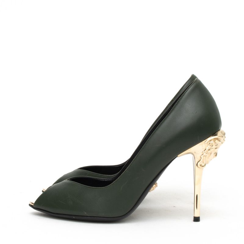 Peep-Toe-Versace-Verde-e-Dourado