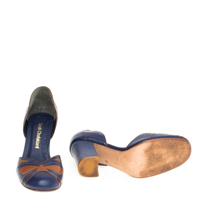 Scarpin-Sarah-Chofakian-Azul-e-Marrom